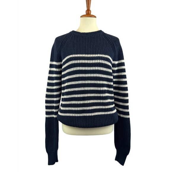 J. Crew Sweaters - J. Crew Knit Sweater Womens M Crew Neck Cotton Navy White Striped